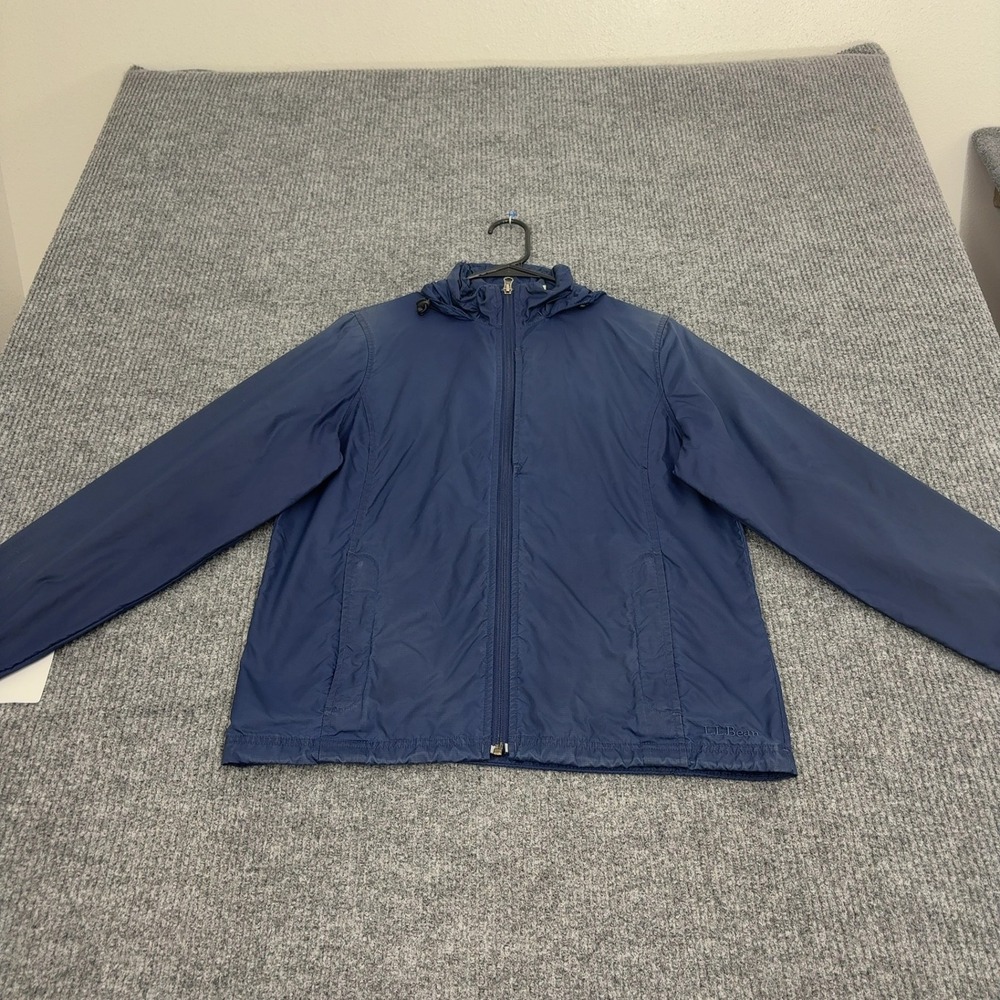 L.L. Bean Windbreaker Jacket Womens S Blue Nylon Ripstop Hooded Gorpcore Outdoor